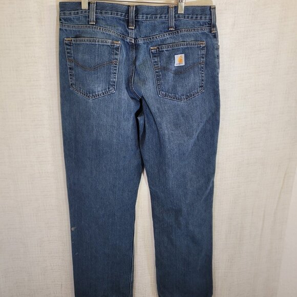 READ Carhartt Jeans Mens 36x32 Blue Relaxed Fit Mid Rise Denim Workwear - Picture 2 of 11